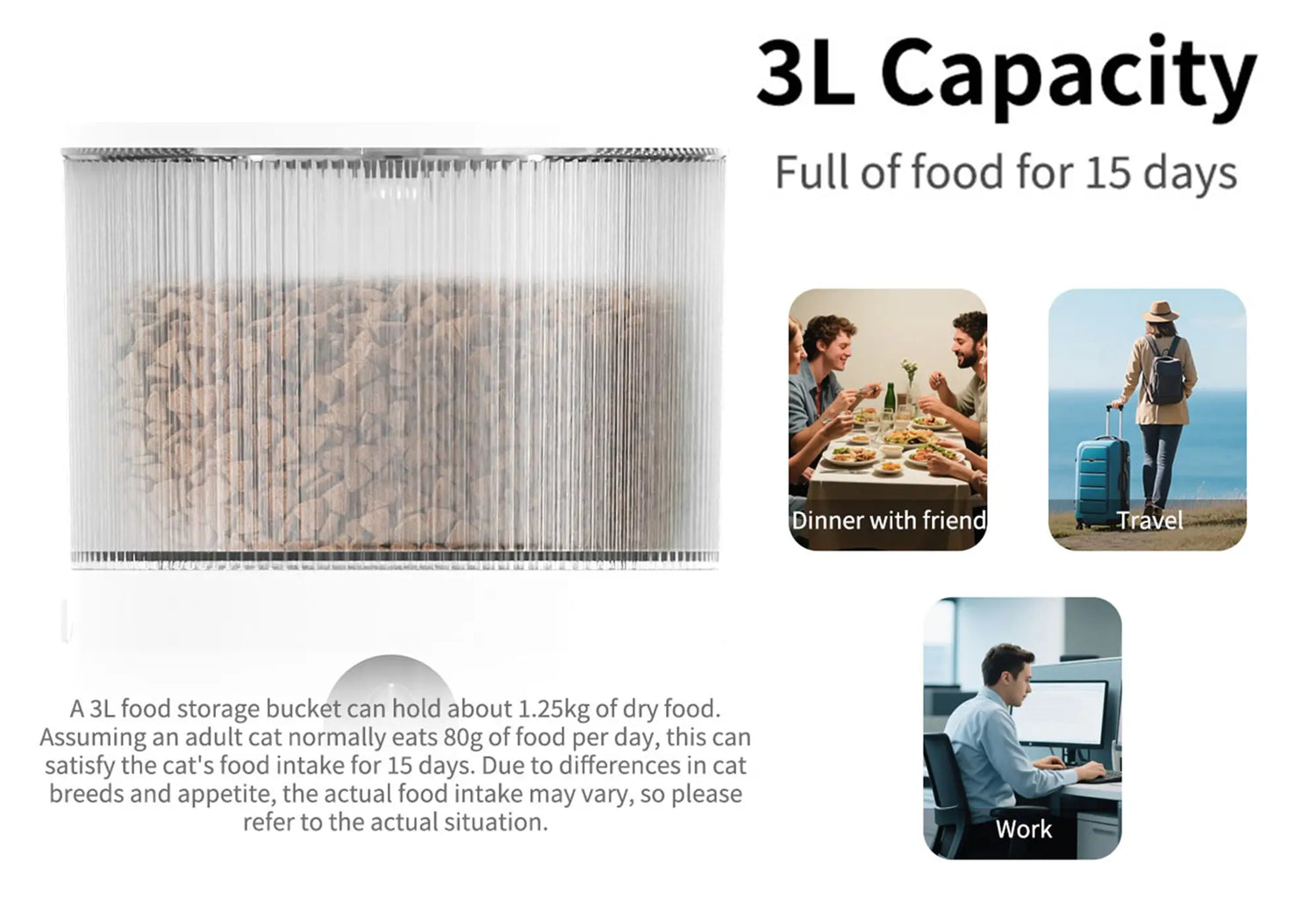 3L food storage smart pet feeder for long-term feeding