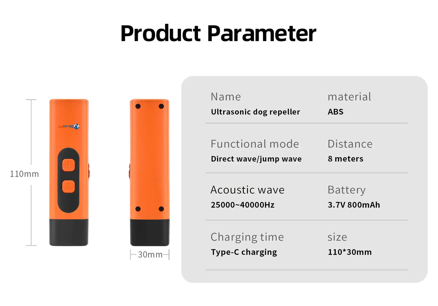 Detailed specifications of the ultrasonic anti barking dog device