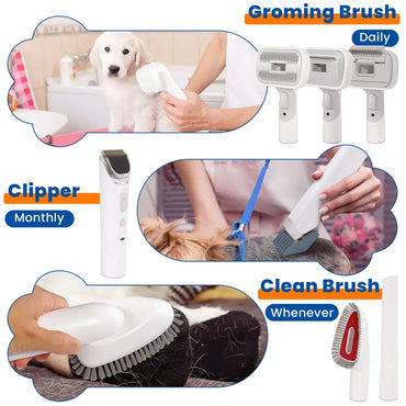 12Pcs Pet Grooming Vacuum Kit for Dogs Cats Blow Dry & Hair Suction D1 - Deroopy Pet
