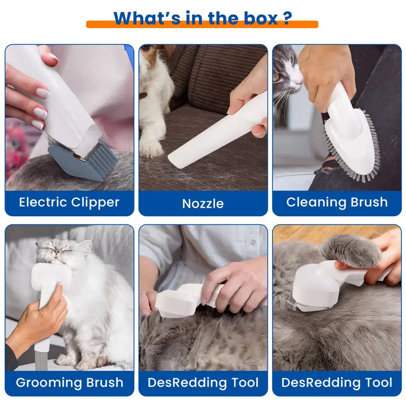 12Pcs Pet Grooming Vacuum Kit for Dogs Cats Blow Dry & Hair Suction D1 - Deroopy Pet