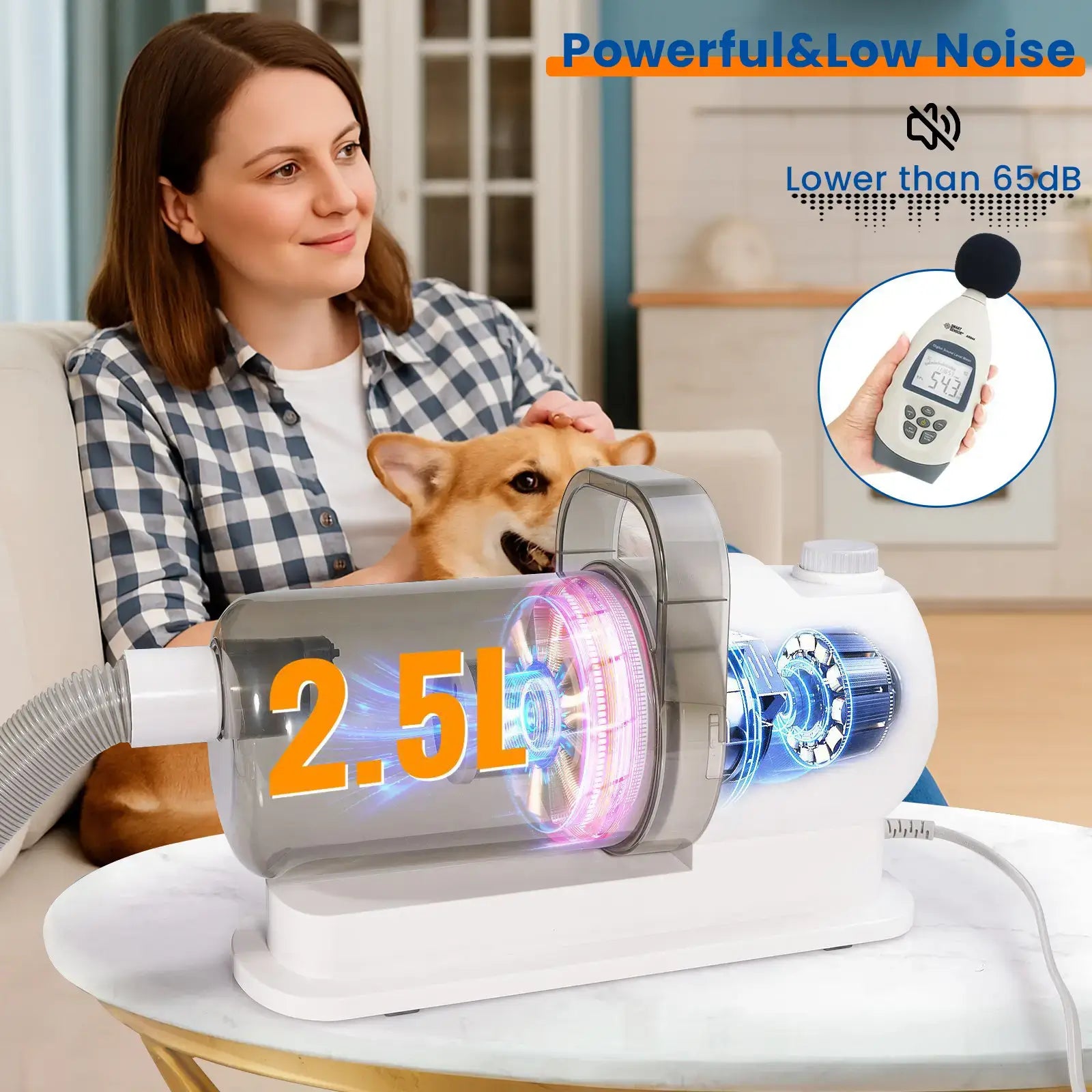 12Pcs Pet Grooming Vacuum Kit for Dogs Cats Blow Dry & Hair Suction D1 - Deroopy Pet