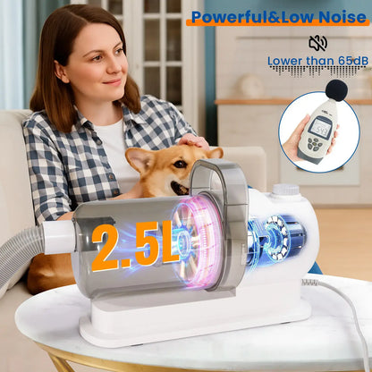 12Pcs Pet Grooming Vacuum Kit for Dogs Cats Blow Dry & Hair Suction D1 - Deroopy Pet