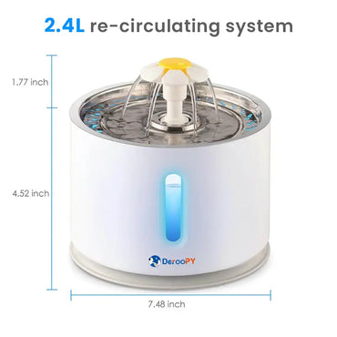 2.4L Cat Water Fountain Dimensions – Compact Pet Water Dispenser for Home Use