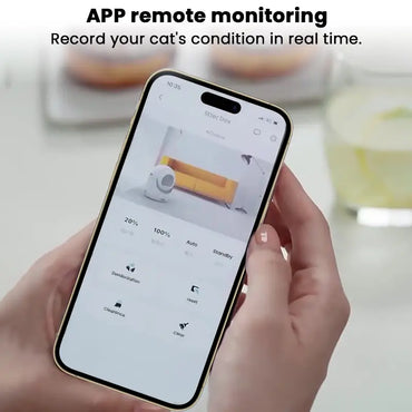 Mobile app showing real-time remote monitoring of smart cat litter box