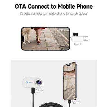 OTA connection via Type-C USB to mobile phone for pet camera collar video playback