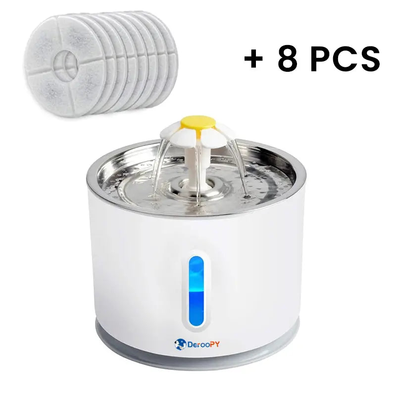 Silent Pet Water Fountain with 8 Filters – Automatic Hydration Station for Cats and Dogs