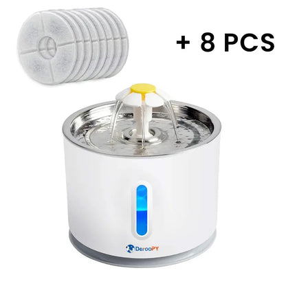 Silent Pet Water Fountain with 8 Filters – Automatic Hydration Station for Cats and Dogs