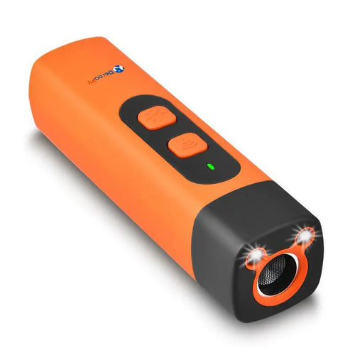 Portable ultrasonic dog repeller device with LED flashlight for pet training