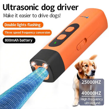 Ultrasonic dog repeller with 3-frequency modes and dual LED lights for safe dog deterrent